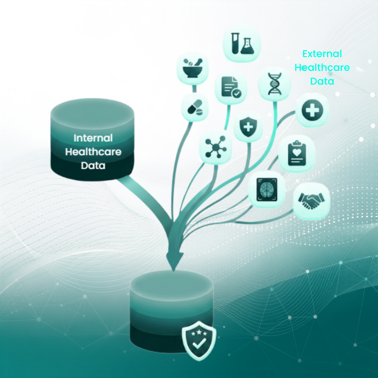 healthcare data services combine internal healthcare data with external healthcare data to create trusted data